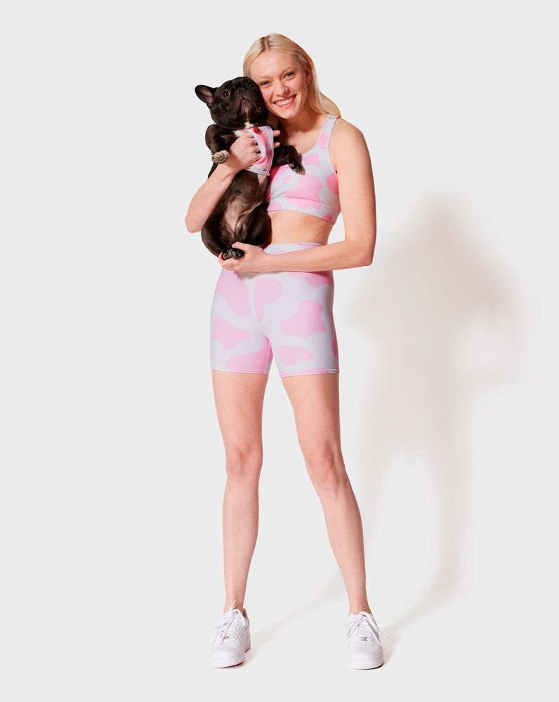 
            
                Load image into Gallery viewer, Pink Moo&amp;#39;d Biker Shorts
            
        